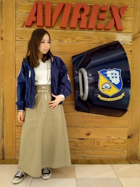 「コラボ」｜「アイテム（ブルゾン）」を使った、kinukaさん（レディース・157cm）の冬コーディネート