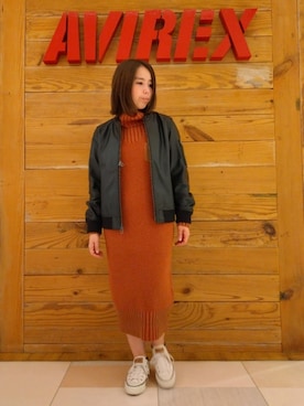 「重ね着ベストシーズン」｜「アイテム（MA-1）」を使った、kinukaさん（レディース・157cm）の秋コーディネート