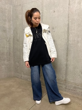 「新作」｜「アイテム（マウンテンパーカー）」を使った、kinukaさん（レディース・157cm）の冬コーディネート