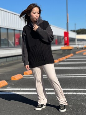 「新作」｜「アイテム（スリッポン）」を使った、kinukaさん（レディース・157cm）の冬コーディネート