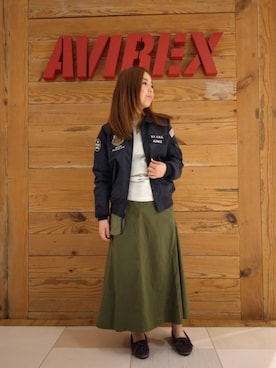 「新作」｜「アイテム（ミリタリージャケット）」を使った、kinukaさん（レディース・157cm）の秋コーディネート