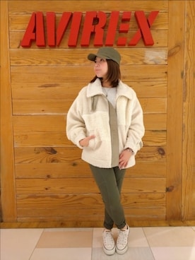 「アウターコーデ」｜「アイテム（キャップ）」を使った、kinukaさん（レディース・157cm）の秋コーディネート
