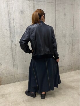 「新作」｜「アイテム（MA-1）」を使った、kinukaさん（レディース・157cm）の秋コーディネート