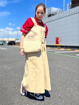 「新作」｜「アイテム（ジャンパースカート）」を使った、kinukaさん（レディース・157cm）の夏コーディネート