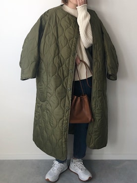 「上下GU」｜𝚔𝚘さん（レディース・160cm）の冬コーディネート