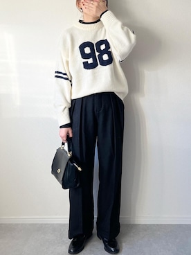 「BONLECILL（ボンルシール）のタッセルチャーム付きローファー（ローファー）」を使った、𝚔𝚘さん（レディース・160cm）の冬コーディネート