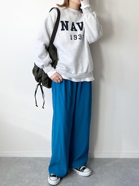 「ＡＮＤＪ（アンドジェイ）のアイテム（スラックス）」を使った、𝚔𝚘さん（レディース・160cm）の秋コーディネート