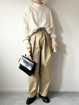 「BONLECILL（ボンルシール）のタッセルチャーム付きローファー（ローファー）」を使った、𝚔𝚘さん（レディース・160cm）の冬コーディネート