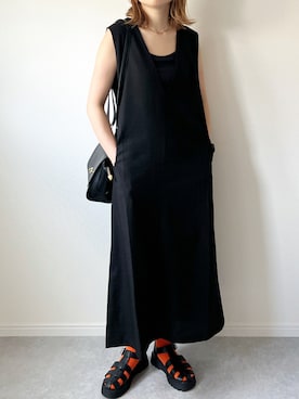 「カラーソックス」｜「アイテム（ジャンパースカート）」を使った、𝚔𝚘さん（レディース・160cm）の夏コーディネート