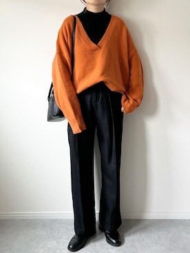 「BONLECILL（ボンルシール）のタッセルチャーム付きローファー（ローファー）」を使った、𝚔𝚘さん（レディース・160cm）の冬コーディネート