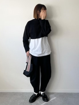 「シアタープロダクツ(THEATRE PRODUCTS)」｜「アイテム（スウェットパンツ）」を使った、𝚔𝚘さん（レディース・160cm）の秋コーディネート