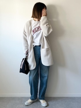 「UNIQLOデニム」｜𝚔𝚘さん（レディース・160cm）の秋コーディネート