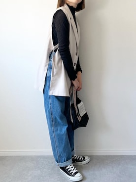 「UNIQLOデニム」｜𝚔𝚘さん（レディース・160cm）の秋コーディネート