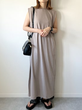 「アコーディオンプリーツ」｜「アイテム（ワンピース/ドレス）」を使った、𝚔𝚘さん（レディース・160cm）の夏コーディネート