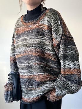 「リブニット」｜「アイテム（スウェットパンツ）」を使った、𝚔𝚘さん（レディース・160cm）の秋コーディネート