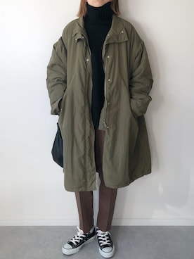 「テーパードパンツ」｜「アイテム（モッズコート）」を使った、𝚔𝚘さん（レディース・160cm）の冬コーディネート