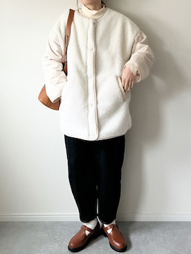 「rectangle（レクタングル）のアイテム（ノーカラージャケット）」を使った、𝚔𝚘さん（レディース・160cm）の秋コーディネート