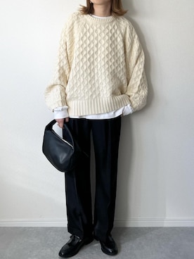 「BONLECILL（ボンルシール）のタッセルチャーム付きローファー（ローファー）」を使った、𝚔𝚘さん（レディース・160cm）の秋コーディネート