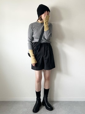 「GUコーデ」｜「アイテム（ニットキャップ/ビーニー）」を使った、𝚔𝚘さん（レディース・160cm）の秋コーディネート