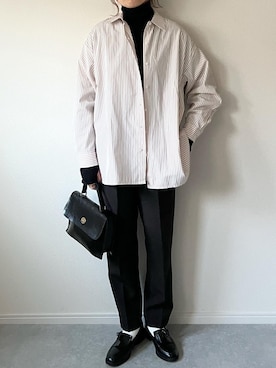 「LAUIR（ラウアー）のアイテム（シャツ/ブラウス）」を使った、𝚔𝚘さん（レディース・160cm）の冬コーディネート