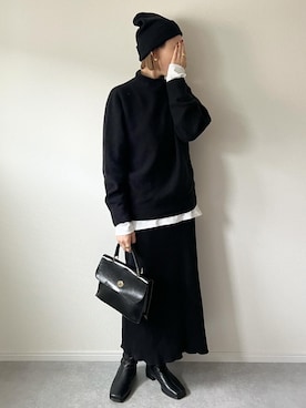 「UNIQLO（ユニクロ）のアイテム（ニットキャップ/ビーニー）」を使った、𝚔𝚘さん（レディース・160cm）の冬コーディネート