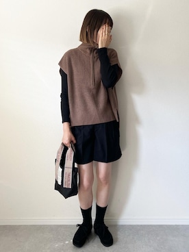 「GUコーデ」｜「アイテム（モカシン/デッキシューズ）」を使った、𝚔𝚘さん（レディース・160cm）の秋コーディネート