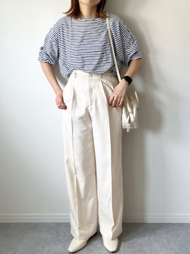 「ISOOK（アイスー）のアイテム（Tシャツ/カットソー）」を使った、𝚔𝚘さん（レディース・160cm）の夏コーディネート