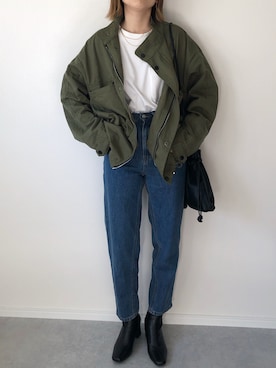 「上下GU」｜𝚔𝚘さん（レディース・160cm）の冬コーディネート