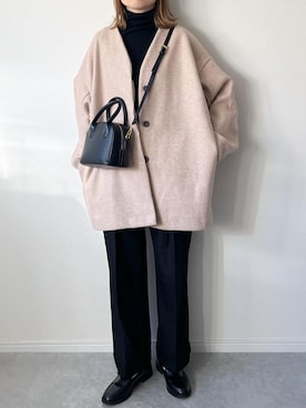「リブタートルネック」｜𝚔𝚘さん（レディース・160cm）の秋コーディネート