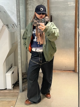 「アイテム（MA-1）」を使った、CHIHONさん（レディース・158cm）の冬コーディネート