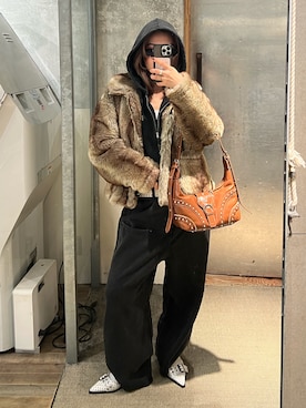 「アイテム（その他アウター、ブラウン系）」を使った、CHIHONさん（レディース・158cm）の秋コーディネート