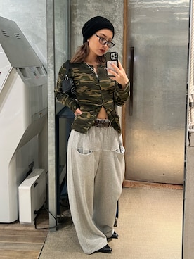 「ワッフルクルーネックＴ」｜CHIHONさん（レディース・158cm）の秋コーディネート