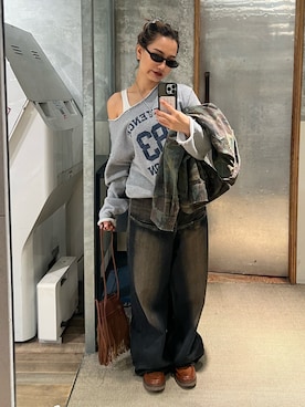 「アイテム（ミリタリージャケット）」を使った、CHIHONさん（レディース・158cm）の秋コーディネート