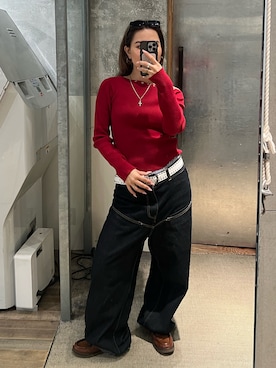 「アイテム（ベルト）」を使った、CHIHONさん（レディース・158cm）の秋コーディネート