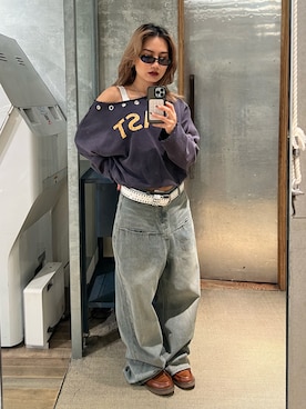 「アイテム（ベルト）」を使った、CHIHONさん（レディース・158cm）の秋コーディネート