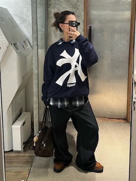 「アイテム（デニムパンツ）」を使った、CHIHONさん（レディース・158cm）の秋コーディネート