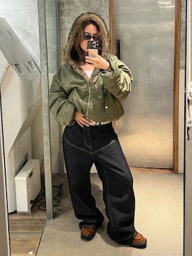 「カーキアウター」｜CHIHONさん（レディース・158cm）の秋コーディネート