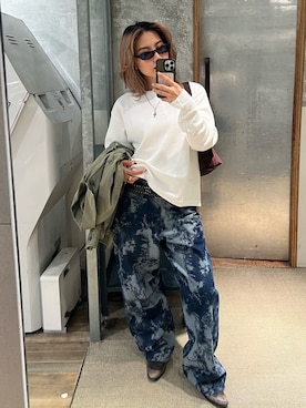 「ワッフルクルーネックＴ」｜CHIHONさん（レディース・158cm）の秋コーディネート