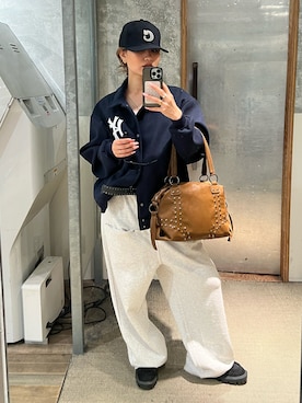 「アイテム（スタジャン）」を使った、CHIHONさん（レディース・158cm）の秋コーディネート