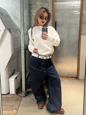 「ワッフルクルーネックＴ」｜CHIHONさん（レディース・158cm）の秋コーディネート