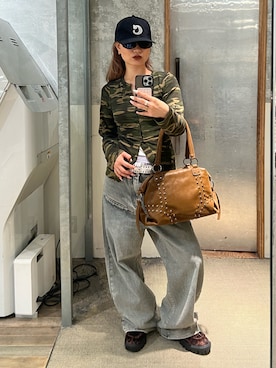 「WHO'S WHO gallery（フーズフーギャラリー）のスタッズベルト（ベルト）」を使った、CHIHONさん（レディース・158cm）の冬コーディネート