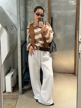 「アイテム（スウェットパンツ）」を使った、CHIHONさん（レディース・158cm）の秋コーディネート