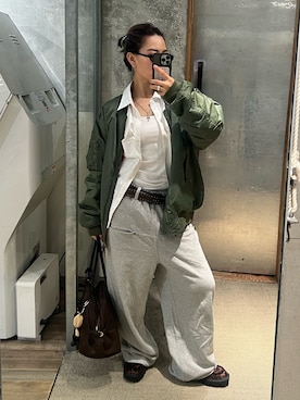 「アイテム（MA-1）」を使った、CHIHONさん（レディース・158cm）の秋コーディネート