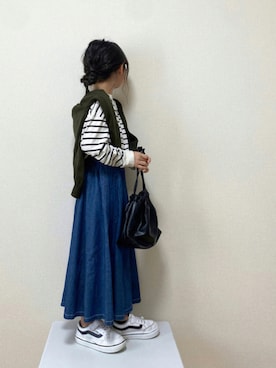 「アイテム（スカート）」を使った、𝚏𝚞𝚞*さん（キッズ・110cm）の秋コーディネート
