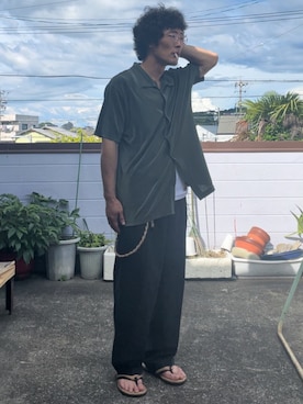 「VINTAGE（ヴィンテージ）のアイテム（サンダル）」を使った、シさん（メンズ・176cm）の夏コーディネート