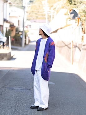 「みんなの白Tフェス」｜「アイテム（カーディガン/ボレロ）」を使った、シさん（メンズ・176cm）の夏コーディネート