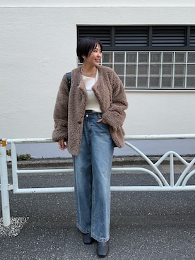 「アイテム（その他アウター、ブラウン系）」を使った、TSURUGASAKI_163cmさん（レディース・163cm）の秋コーディネート