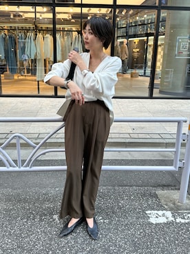 「アイテム（トートバッグ）」を使った、TSURUGASAKI_163cmさん（レディース・163cm）の秋コーディネート