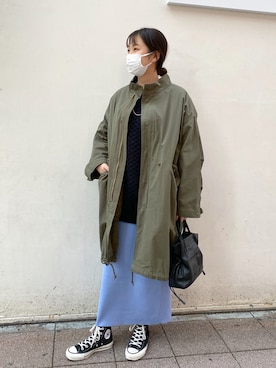 「SHENERY」｜「アイテム（モッズコート）」を使った、TSURUGASAKI_163cmさん（レディース・163cm）の冬コーディネート