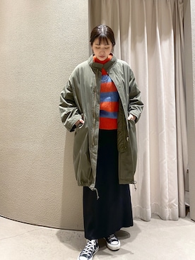 「SHENERY」｜「アイテム（モッズコート）」を使った、TSURUGASAKI_163cmさん（レディース・163cm）の冬コーディネート
